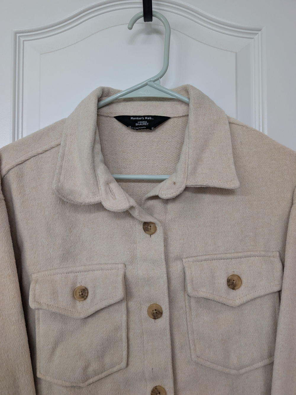 Cream Utility Shacket with Button-Front - Picture 3 of 4